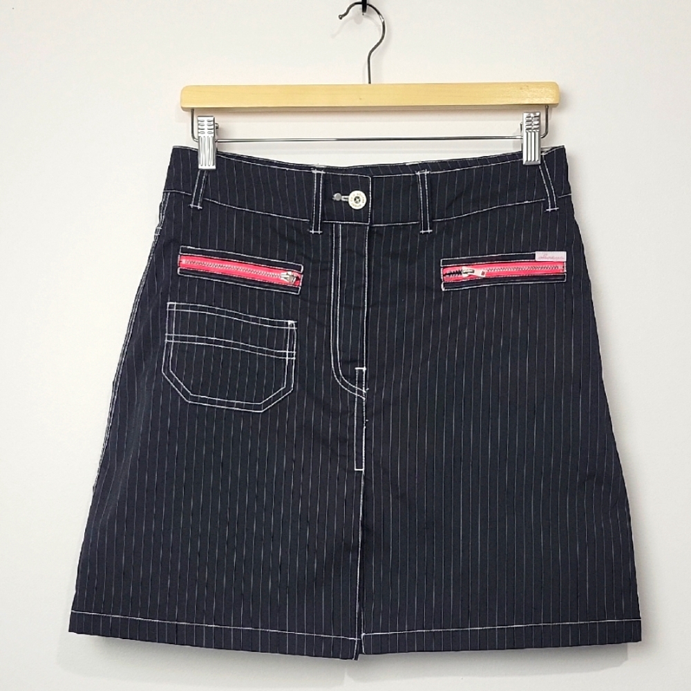 ABACUS WOMEN'S Y2K SKORT BLACK AND WHITE STRIPED POCKET GOLF LEISURE